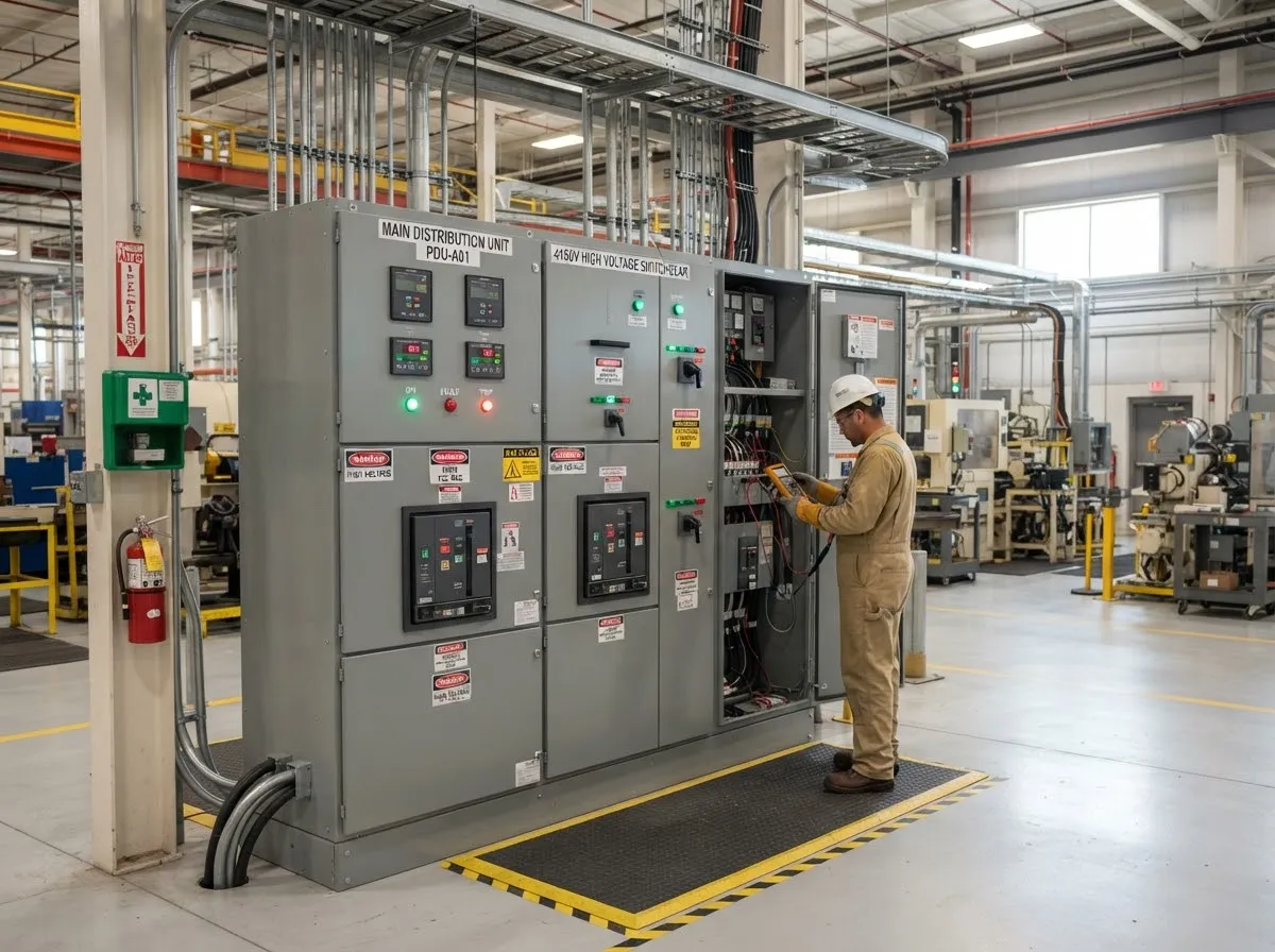 Electrical switchgear in an industrial facility